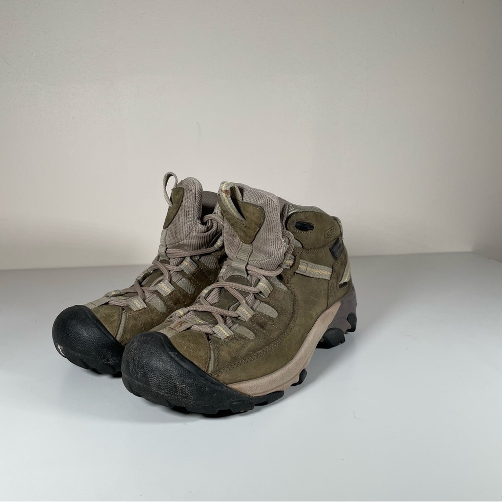 Keen Hiking Boots Womens 7.5 Targhee II Waterproof Mid CalfLace Up Brown/green